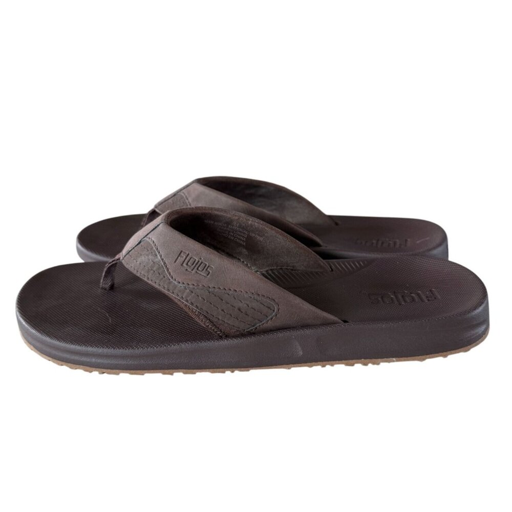 Flojos Men's Jorge 2.0 Faux Leather Arch‎ Support Flip Flops Brown Size 11